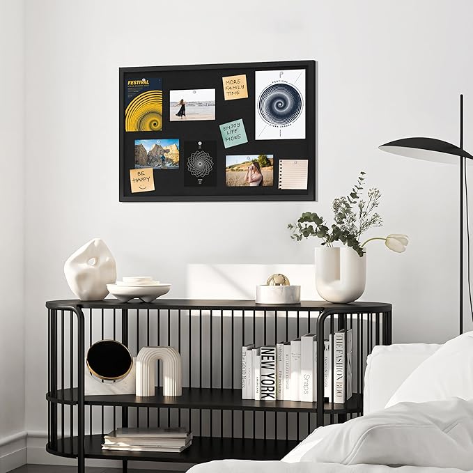Cork Board with Linen Black 2Pack,Bulletin Board 30"x20", Corkboards for Office Home School Message Board or Vision Board Decoration.