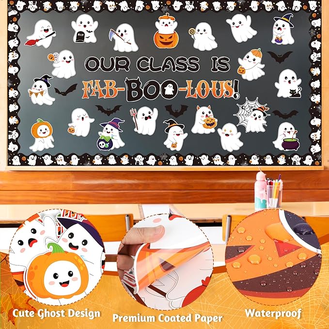 Halloween Bulletin Board Decorations, Ghost Classroom Decorations, Halloween Themed Bulletin Boards Decor for Classroom Elementary Middle High School