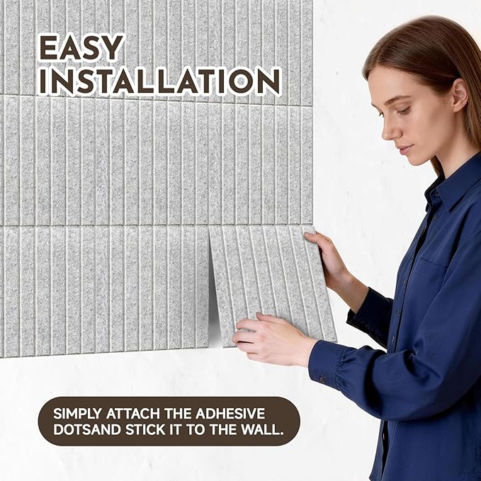 MISSDAY Green Acoustic Wall Panel Large Felt Bulletin Board 48" x 36" Cork Board for Wall, 12-Pack Boards with 72 Adhesive Tabs, 50 Pins, Pin Board for Home Office Classroom Soundproof Wall Tile