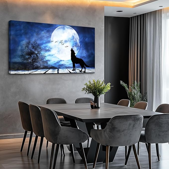 Canvas Wall Art For Bedroom Wall Decoration For Living Room Large Size Luminous Scenery Wolf Wall Decor Pictures Artwork Painting Modern Office Canvas Art Prints Room Decor Ready To For Home Decor