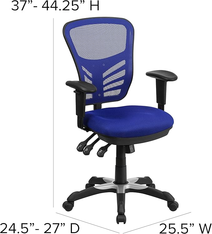 Flash Furniture Nicholas Mid-Back Swivel Office and Gaming Chair, Ergonomic Mesh Office Chair with Adjustable Lumbar Support and Height, Blue