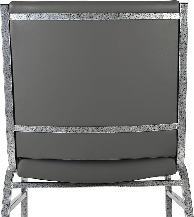 Flash Furniture 4 Pack Hercules Heavy-Duty Vinyl Lobby Chairs with Ganging Brackets and Cushioned Seats, Stacking Chairs for Waiting Rooms/Offices, Gray