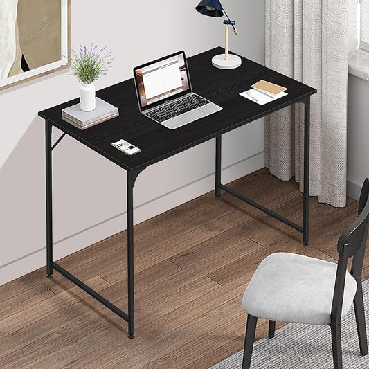 BLKMTY 32" Computer Desk, Home Office Writing Desk Wood PC Study Table Work Desks Modern Simple Style Laptop Table with Metal Frame and Smooth Tabletop for Workstation Bedroom, Black