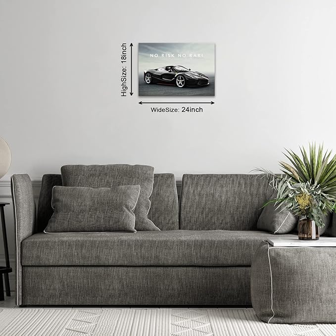 BWSPACE Canvas Wall Art No Risk No Rari Motivational Car Quotes Poster Canvas Painting Wall Art Decor For Living Room Bedroom Office Ready To Hang (Inspirational-1, 18x24 inches)