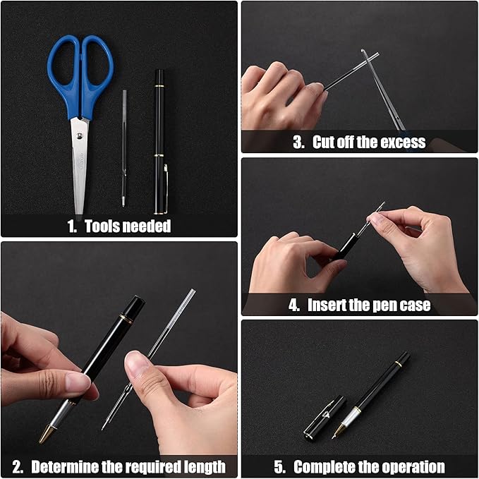 Outus 60 Pcs 0.7 mm Black Retractable Pen Refills Bulk 4.2inch Replacement Ballpoint Ink Pen Refills for Click Ball Point Pens School Office Supplies