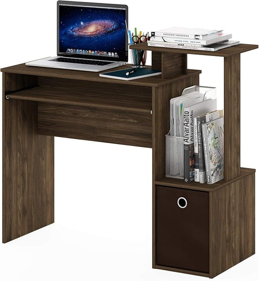 Furinno Econ Multipurpose Home Office Computer Writing Desk, Columbia Walnut/Dark Brown, 15.8"D x 39.4"W x 34.09"H