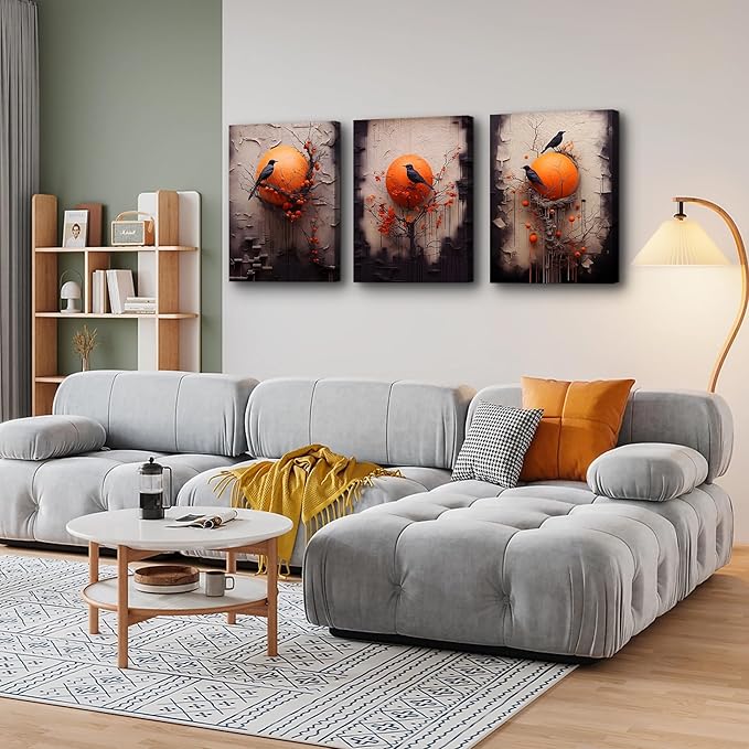 TTHYUEWS Large Canvas Wall Decor For Bedroom Wall Art For Living Room Fashion Modern Office Decorations Wall Paintings Bird Abstract Pictures Posters Inspirational Artworks Home Decor 3 Piece