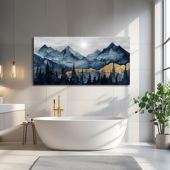 FUHAIHUA Large Wall Decor For Living Room Canvas Wall Art For Office Modern Wall Decorations For Bedroom Mountain Landscape Painting Abstract Pictures Artwork Room Home Decor 24x48 In