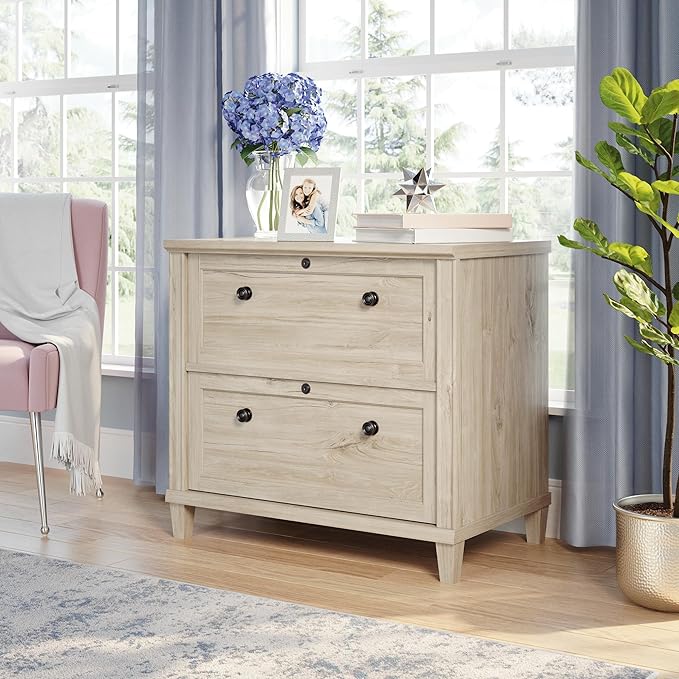 Sauder Hammond 2 Drawer Lateral File Cabinet for Home Office, Filing Cabinet with Lock, in Chalk Oak
