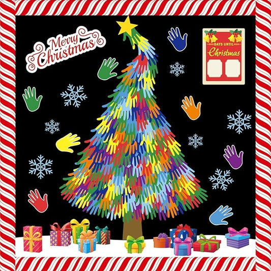 gisgfim Christmas Bulletin Board Decoration Set Merry Christmas Tree Paper Cutouts Xmas Classroom Count Down Bulletin Board Decor for Xmas Winter Holiday School Door Party Home Wall(Count Down)