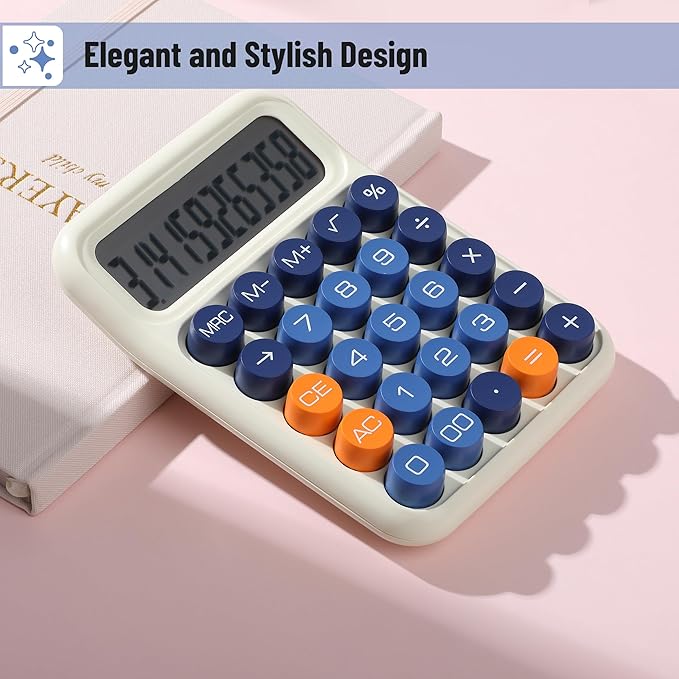 Mr. Pen- Mechanical Switch Calculator, 12 Digits, Large LCD Display, Colorful Calculator Big Buttons, Mechanical Calculator, Calculators Desktop Calculator, Cute Calculator, Aesthetic Calculator