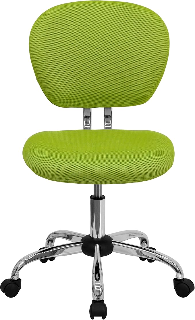 Flash Furniture Beverly Mid-Back Apple Green Mesh Padded Swivel Task Office Chair with Chrome Base