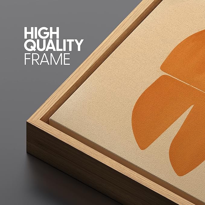 SIGNLEADER Framed Canvas Print Wall Art Set Retro Geometric Mid-Century Polygons Abstract Shapes Illustrations Minimal Decorative Bohemian Nordic for Living Room, Bedroom, Office - 24"x36"x3 NATURAL