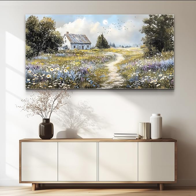FUHAIHUA Large Wall Decor For Living Room Canvas Wall Art For Office Modern Wall Decorations For Bedroom Farmhouse Landscape Painting Countryside Pictures Artwork Room Home Decor 24x48 In