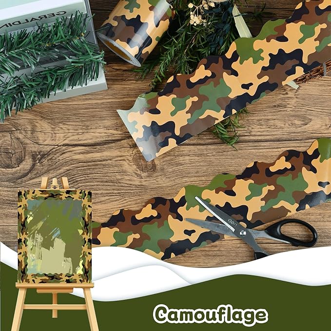 99 Feet Camo Bulletin Board Borders, Green Black Brown Camouflage Bulletin Board Border for School Classroom Office for Birthday Retirement Camping Themed Party Decoration,3 Rolls