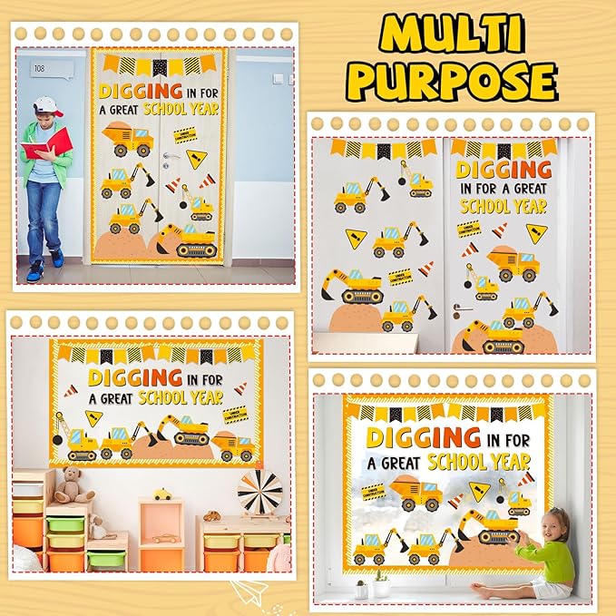 Construction Bulletin Board Welcome Classroom Decorations Motivational Paper Cutout Border Back to School Constructional Worker Poster Sign for Preschool Elementary Classroom Wall Party Supplies Decor