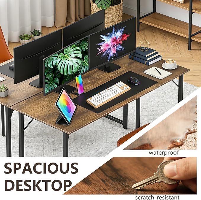 BestOffice Computer Desk,Home Office Desk, Modern Simple Style for Home Office Study Writing (Brown, 47 Inch,2 Pack)