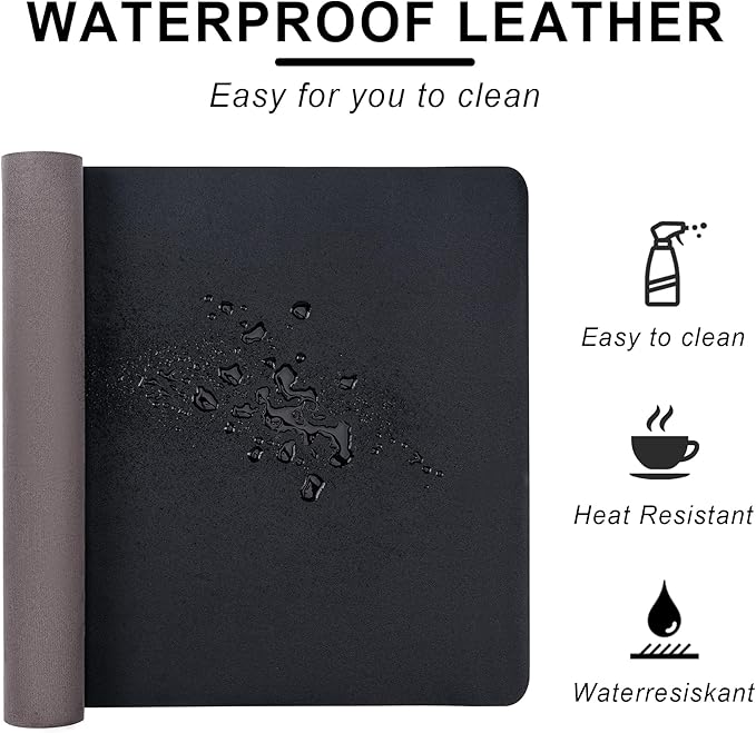 Leather Desk Pad Protector,Non-Slip Desk Pad,on-Slip PU Leather Large Mouse Pad,Easy Clean Desk Protecor Mat,Writing Pad for Office Work/Home/Decor(Blue, 35.4" x 17")