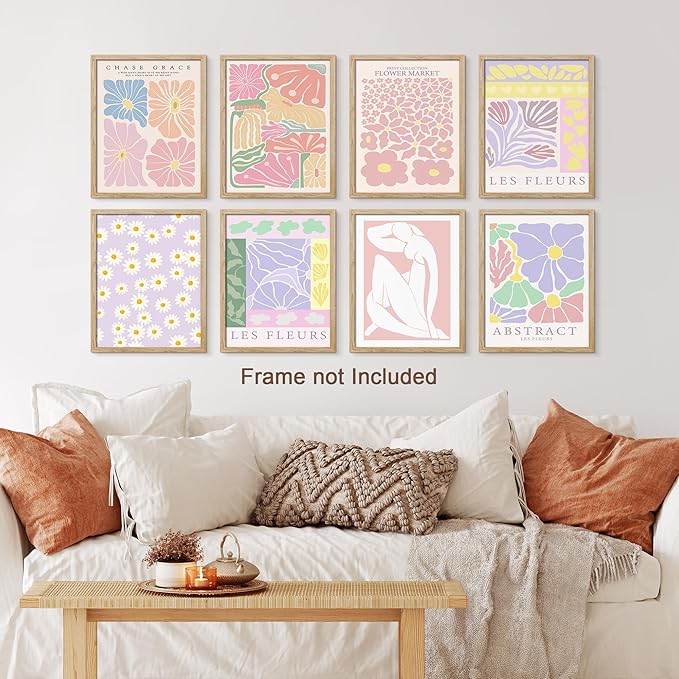 SIGNWIN Poster Wall Art Set of Colorful Botanical Flower Daisy Rose for Living Room, Bedroom, Office - 12"x16"x 8