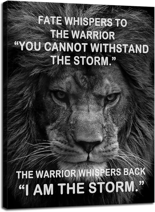 WYJZDZQ8 Motivational Canvas Office Wall Art Lion Inspirational Picture Animal Print Poster Painting Modern Inspiring Artwork Living Room Bedroom Office Decor Frame Ready to Hang[18" W x 24" H]
