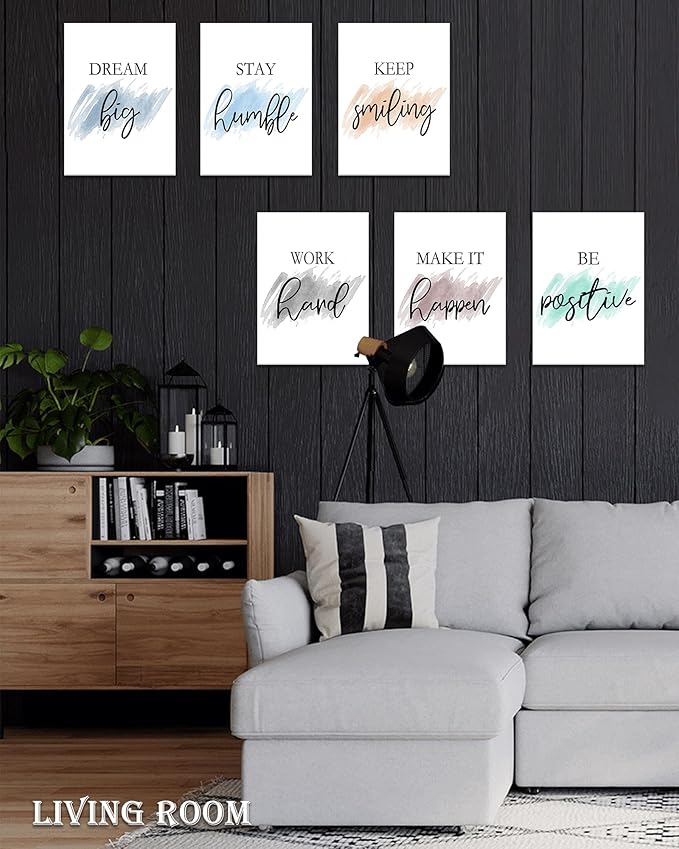 Drsoum Motivational Wall Decor Inspirational Office Wall Art Quotes 12” x16” Framed Wall Art for Living Room Encouraging Canvas Posters for Office Bedroom Sayings - Set of 6 PCS Framed