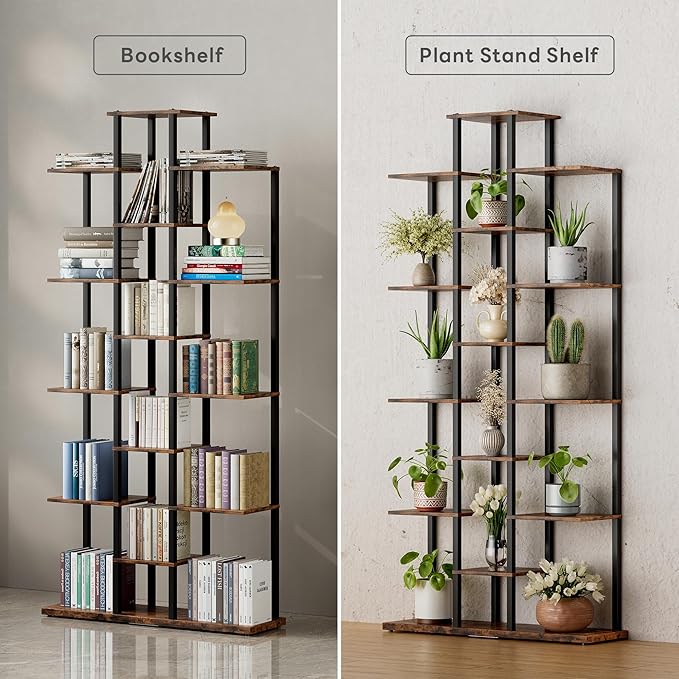 5-Tier Small Space Bookshelf,Sturdy Compact Bookcase for Study Room/Bedroom,Easy Assembly Wooden Storage Shelf（7.8” DRustic Brown