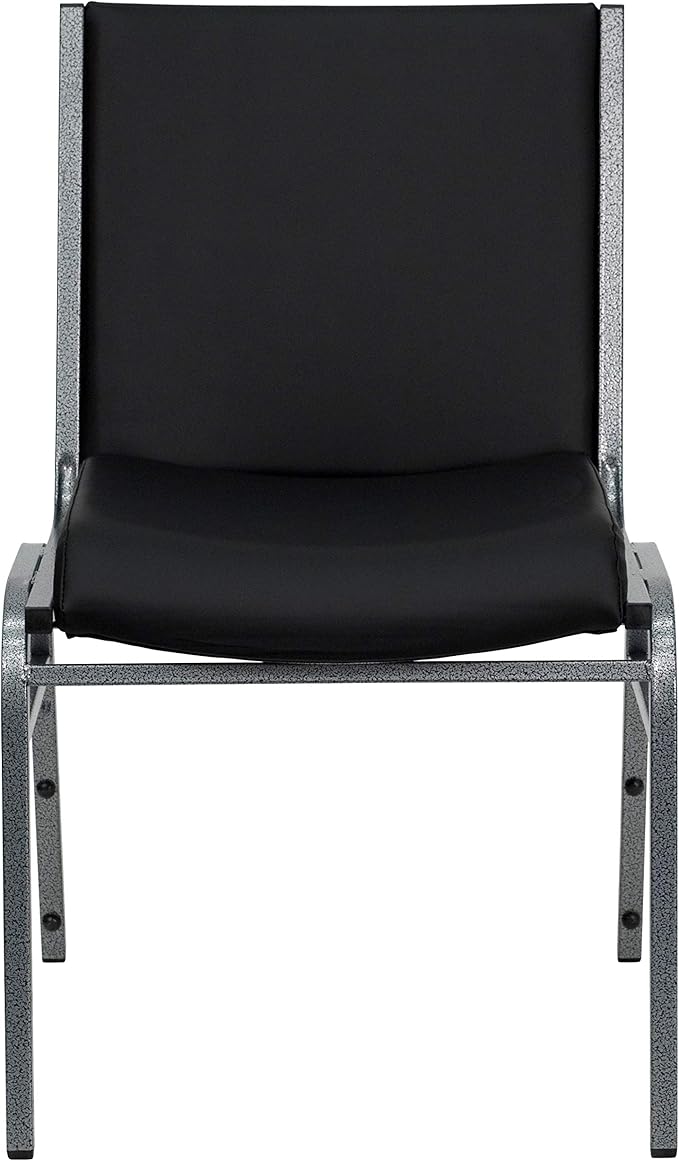 Flash Furniture 4 Pack HERCULES Series Heavy Duty Black Vinyl Stack Chair