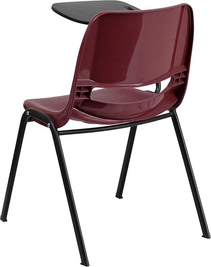 Flash Furniture HERCULES Burgundy Ergonomic Shell Chair with Right Handed Flip-Up Tablet Arm