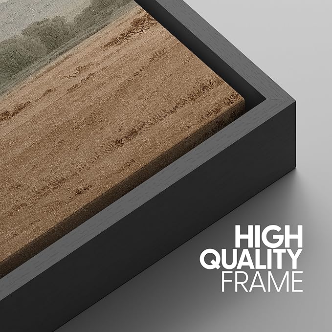 SIGNWIN Framed Canvas Print Wall Art Set Rustic Mountain Landscape in Earth Tones Illustrations Modern Art Decorative for Living Room, Bedroom, Office - 24"x36"x3 Black