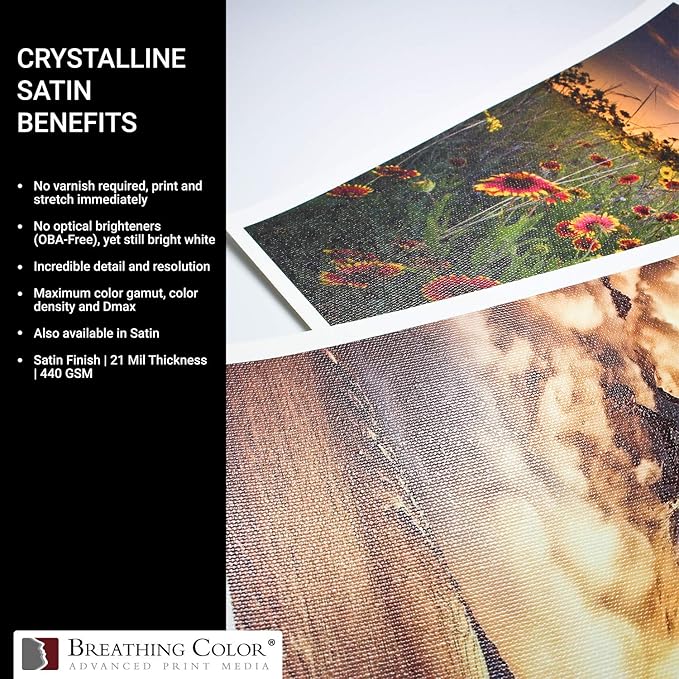 Crystalline Satin Bright White, Poly-Cotton Inkjet Canvas 54in x 40ft Roll Makes Color and Contrast Art Pop With Its Exquisite Satin Finish
