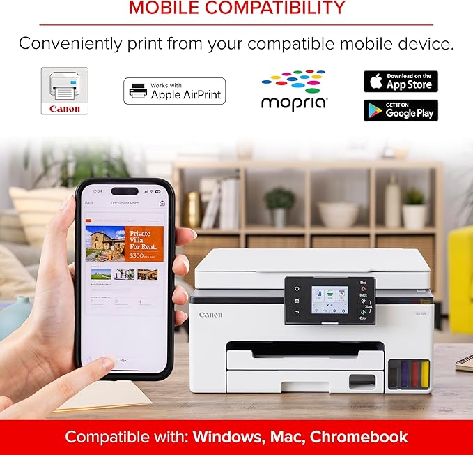 Canon Megatank GX1020 All-in-One Wireless Supertank [Megatank] Printer | Print, Copy and Scan| Mobile Printing |2.7" LCD Color Touchscreen | Auto Duplex Printing