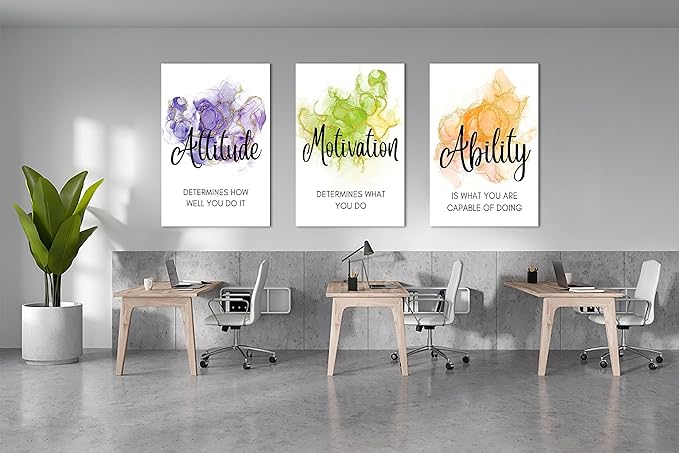 3 Piece Canvas Wall Art, Motivational Quotes Abstract Watercolor Canvas Print Pictures, Framed Artwork for Home Office Decor, 24"x36" x 3 Pcs