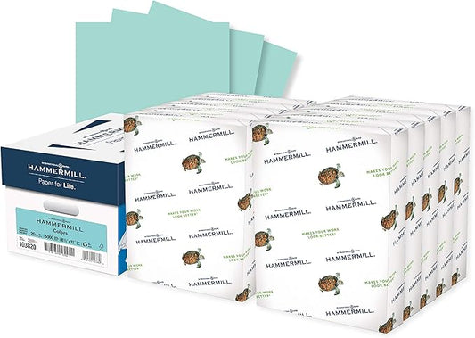 Hammermill Colored Paper, 20 lb Turquoise Printer Paper, 8.5 x 11 - Made in the USA, Pastel Paper, 103820C - 10 Ream (5,000 Sheets)