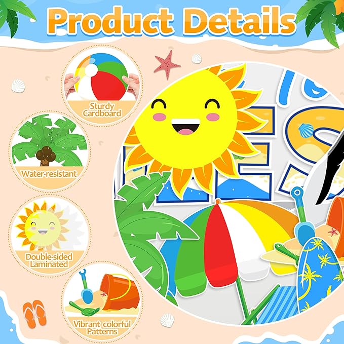 Summer Bulletin Board Decoration Set Be The Reason Someone Smiles Today Bulletin Board Summer Classroom Decoration Beach Cutouts for Teacher Supplies Home School Chalkboard Door Wall Decor