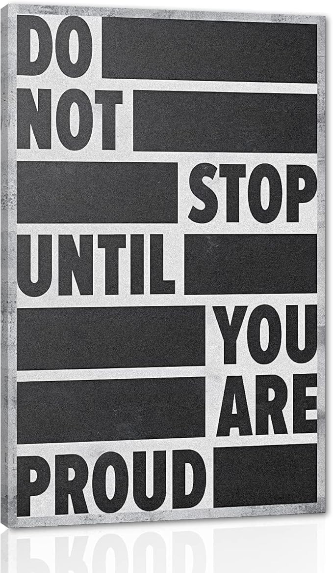 Entrepreneur Quote Wall Art Do Not Stop Until You Are Proud Poster HD Print on Canvas Motivational Office Wall Decor Art for Bedroom Living Room Home Decoration Framed Ready to Hang - 28"Wx44"H