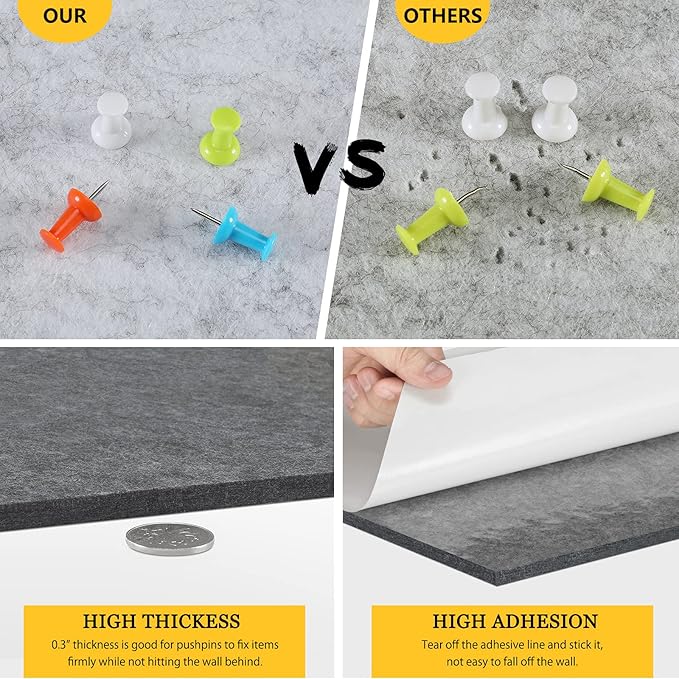 8 Pack Hexagon Felt Bulletin Board Tiles - 11.8" Large Thick Pin Board for Walls with 30 Push Pins, DIY Boards for Office Home School Decor, Aesthetic Hex Cork Board Alternative