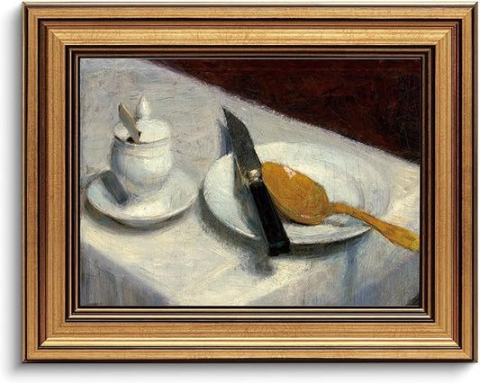 Gold Framed Wall Art Vintage Canvas Wall Art Before Meals Still Life Artwork Prints Picture for Living Room Bedroom Farmhouse Bathroom Office Decor, 8x10