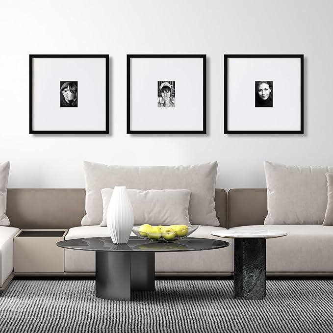 artisane home goods - Gallery Frame 1.0, Picture Frame, 18x18 Black, Gallery Wall Frame Set, Large Picture Frame, Oversized Mat (4x4, 4x6, and 5x7)