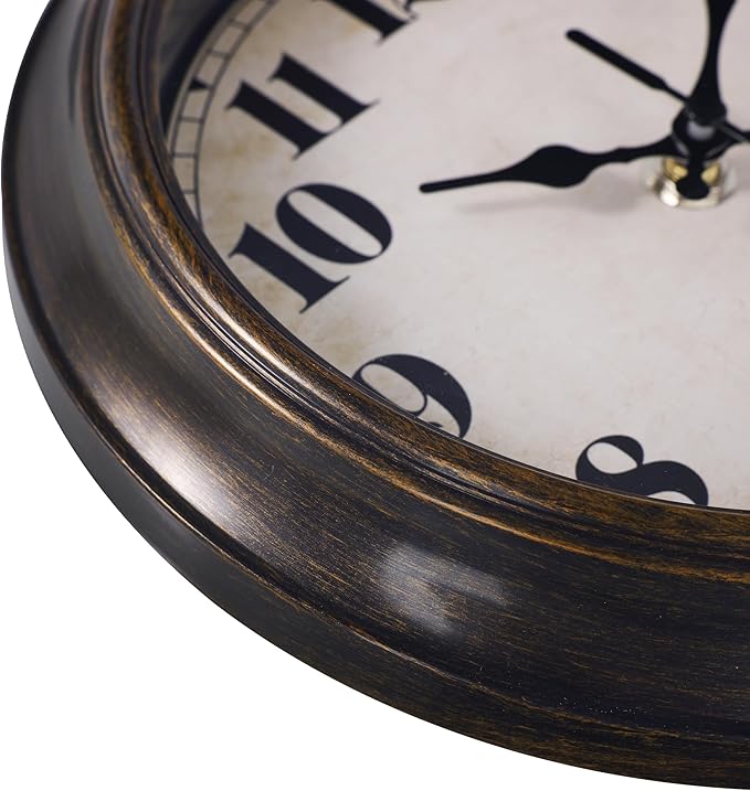Vintage Wall Clock 8 Inch Retro Silent Small Wall Clocks Battery Operated for Kitchen Bathroom Bedroom Home Decor (Bronze)