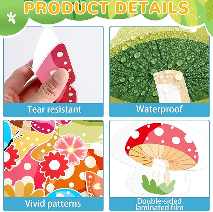 Spring Bulletin Board Set Never Stop Growing Cutouts Spring Party Classroom Decoration Starry Mushroom Bulletin Board Mushrooms Butterflies Flowers Cutouts for School Classroom Chalkboard Wall Decor