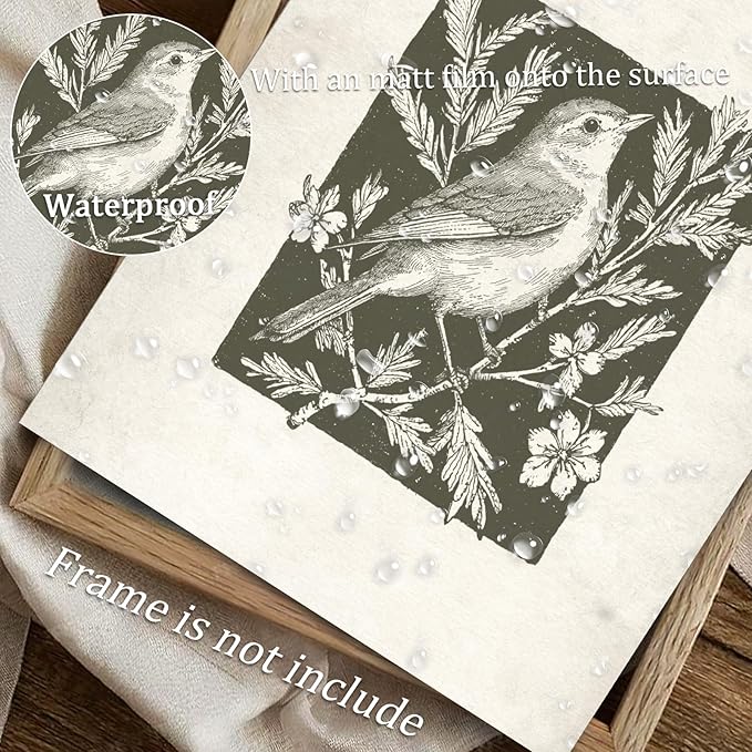 uniro Wall Art Canvas Print Vintage Bird Wall Art Canvas Sparrow Farmhouse Pictures Neutral Sketch bird Canvas Oil Painting Nursery Decor Modern Home and Bedroom Decoration (8" x 10" UNFRAMED)