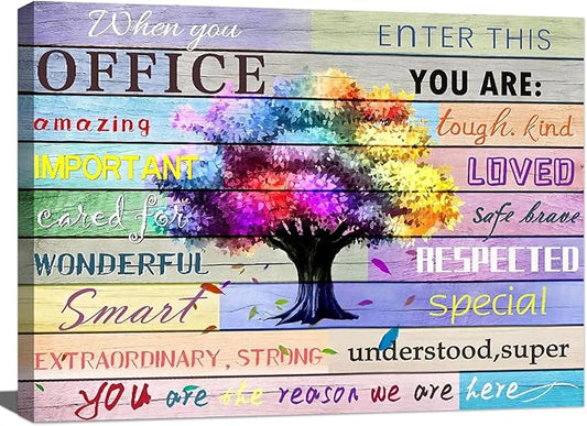Inspirational Wall Art for Office Team Rules Signs, Framed Prints - Motivation, Positive Quotes - 16x12 Colors