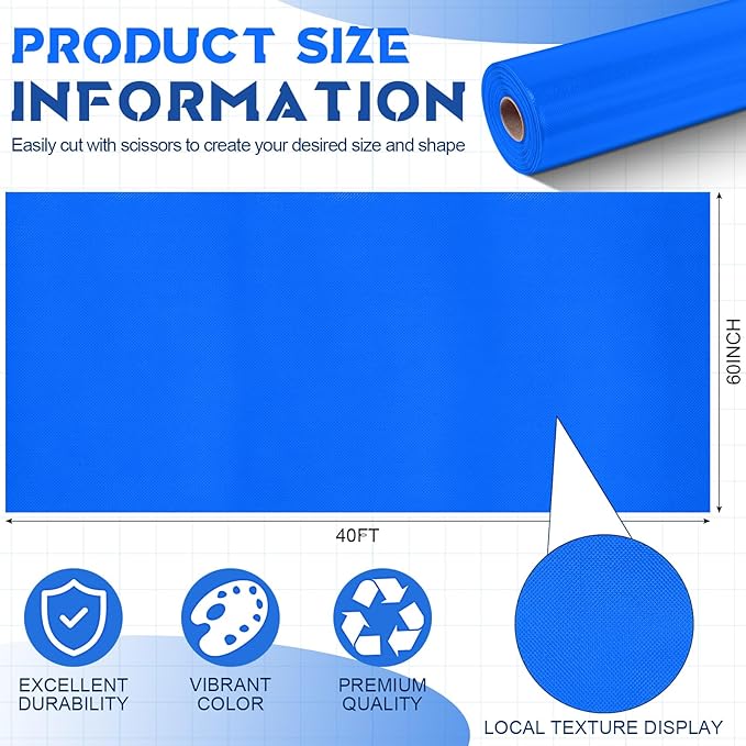 16 in x 40 Ft Fabric Bulletin Board Roll Classroom Non Woven Fabric Background Decorations Waterproof Wrinkle Resistant Bulletin Board for Back to School Wall Decor(Deep Bule,Pure)