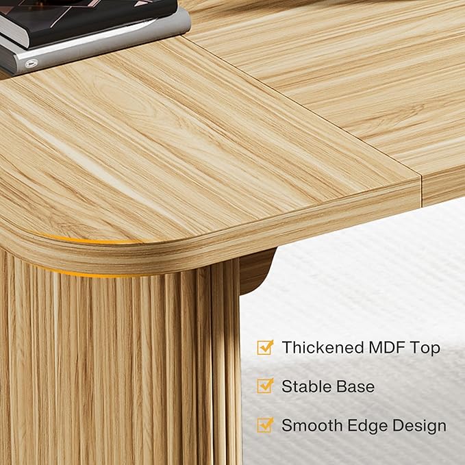 Tribesigns 62-Inch Modern Executive Desk, Wood Office Desk, Large Aesthetic Computer Desk with Double Pedestal, Workstation for Home Office (Natural Oak)