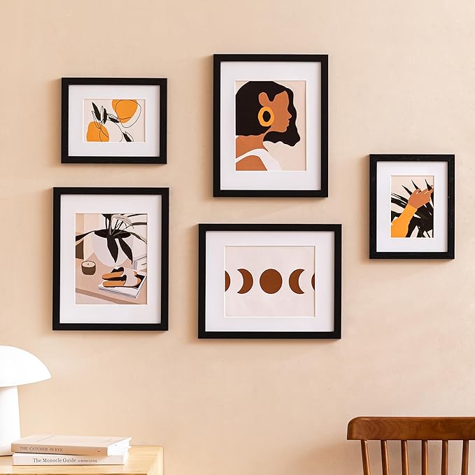 eletecpro 5x7 Picture Frames Set of 10 with Clear Acrylic Cover, Tabletop Decor, Displays 4x6 Photos with Mat or 5x7 Without, Horizontal or Vertical, Desktop Stand, Black
