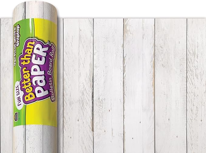 Teacher Created Resources Fun Size Vertical White Shiplap Better Than Paper Bulletin Board Roll (TCR77402)