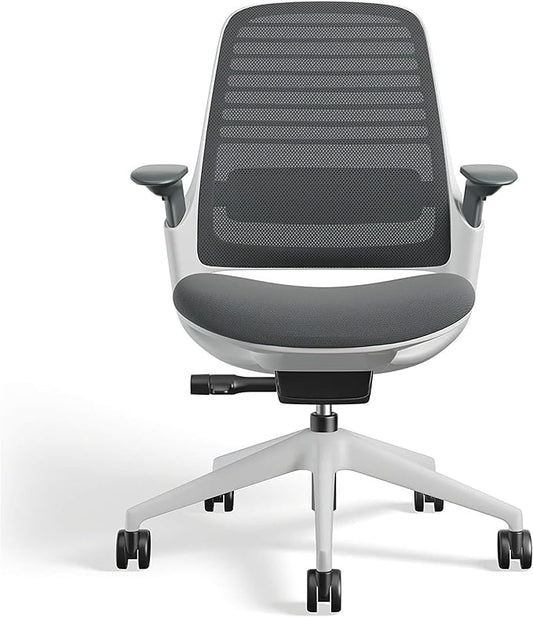 Steelcase Series 1 Office Chair - Ergonomic Work Chair with Wheels for Hard Flooring - Helps Support Productivity - Weight-Activated Controls, Back Supports & Arm Support - Easy Assembly - Graphite