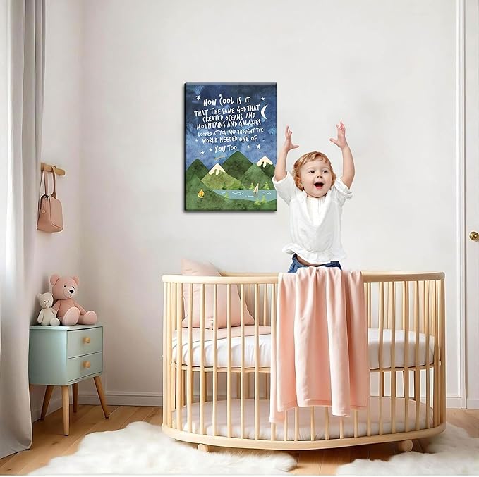 Same God Creation Canvas Wall Art – Framed Nursery Mountain Wall Decor, Inspirational Canvas Prints, Baptism, Adoption, First Communion Gifts for Boys and Girls – 16x24in