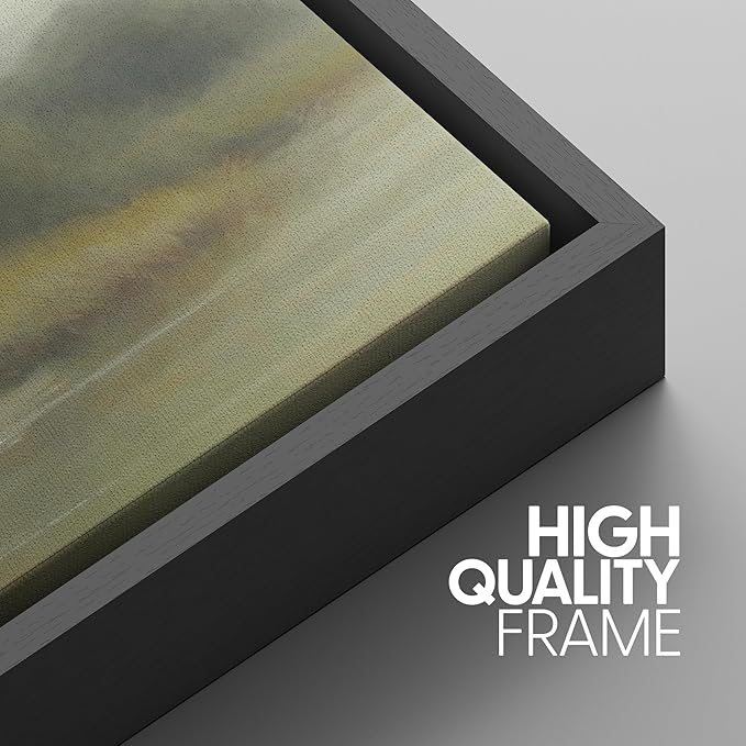 SIGNWIN Framed Wall Art Print Set Misty River Landscape Soft Neutral Nature Scene Photography Modern Art Closeup Relax/Calm Dark for Living Room, Bedroom, Office - 24"x36"x3 Black