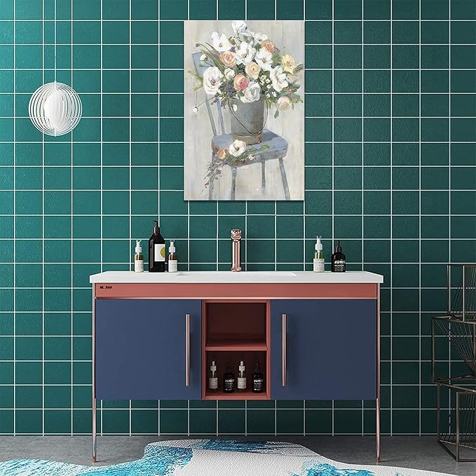 yerretin Farmhouse Flower Wall Art Country Floral Pictures Wall Decor Rustic Canvas Paintings Modern Artwork Home Decorations for Bathroom Bedroom Living Room Framed 16"x24"